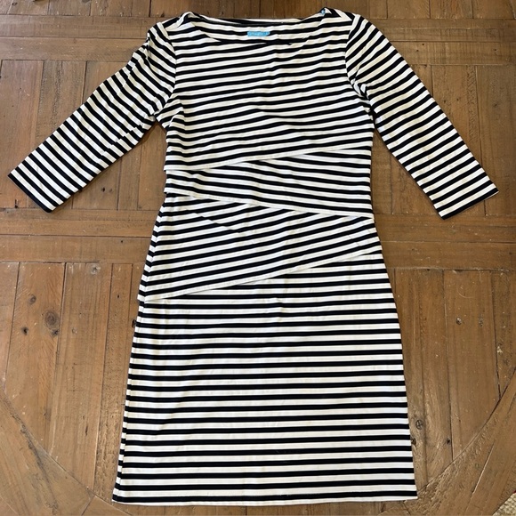 J McLaughlin Small Nicola Striped Signature Stretch Catalina Cloth Sheath Dress - Picture 2 of 10